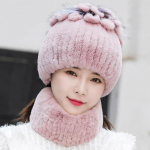 Naiste M&uuml;ts Talvine imitatsioon J&auml;nese karusnahast paks soe kootud m&uuml;ts Korea mood k&otilde;rvakaitse karusnahast m&uuml;ts salli komplekt