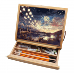 Reguleeritavad asendid Kaasaskantav laua-easel-kast Kokkupandav laud Puidust easel hoiusahtliga Easel Box