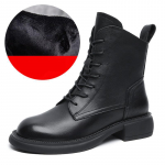 Johnature ehtsast nahast kingad Naiste saapad, t&otilde;mblukuga, &uuml;mara ninaosaga, k&auml;sitsi valmistatud retropaeltega &otilde;mblemisega vabaaja platvormsaapad 40 musta oa v&auml;rv