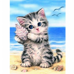 DIY Cat 5D Teemantmaal T&auml;isringi puur Rhinestones Loomad Teemanttikandid Ristpistes Mosaiik Hobikink Kodukaunistus Full Round 20x30CM