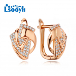 LSOOYH Clip K&otilde;rvar&otilde;ngad Roosa kullav&auml;rvi Moodne k&otilde;rvar&otilde;ngas Naistele Geomeetria Cubic Zirconia Stud K&otilde;rvar&otilde;ngad Ehted A