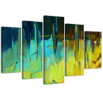 Viieosalise pildiga l&otilde;uenditr&uuml;kk Abstract 100x70 roheline