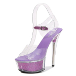Naiste 15 cm Seksikad Peep Toe Kingad Platvorm &Otilde;hukese kontsaga k&otilde;rged sandaalid L&auml;bipaistvad kristallist kingad Pulmakingad LFD-190-A1 43 white