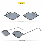 Seksikad huulte kujuga p&auml;ikeseprillid, naised, mehed, retro-v&auml;ikesed metallraamiga p&auml;ikeseprillid, mood, ebaregulaarsed l&auml;&auml;tsed, s&otilde;iduprillid