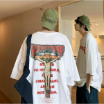 Meeste l&uuml;hikeste varrukatega T-s&auml;rgid Meeste graafilised lahtised &uuml;laosaga &uuml;mmarguse kaelusega Trendikad Retro T-s&auml;rgid Meestele Suure suurusega T-s&auml;rk Uus Suvine Oversize M must