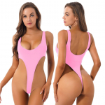 Naiste l&auml;bipaistvad k&otilde;rge l&otilde;ikega &uuml;hes t&uuml;kis seljata stringid Brasiilia bikiinid monokini ujumistrikoo One Size punane