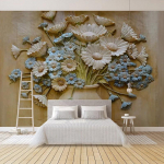 3D reljeefne vaas Lillekunst Tapeet Seinamaal Euroopa stiilis Elutuba &Otilde;ppetuba Magamistoa seinamaaling 200 cm(W) x 140 cm(H)