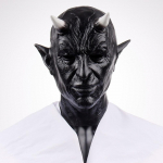 Cosplay Mephistophelesi mask &otilde;udus deemoni sarvmask kurattapja latekskiiver maskeraad karneval Halloweeni peo kost&uuml;&uuml;mide rekvisiidid must