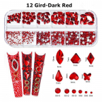 12Gird Box mitmes suuruses v&auml;rvilised rhinestones lameda seljaga kristallist teemant kalliskivid 3D s&auml;delev k&uuml;&uuml;nte kunst Luksuslikud kaunistused