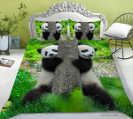 3D Panda seeria voodipesukomplekt loomade teemaseeria tekikattega padjap&uuml;&uuml;r, 2 v&otilde;i 3 mikrokiudkangast AU eriti suur kodukaunistus Baby 100x135cm black
