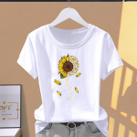 (Aasia suurus) Fashion Print Bee Letter Trend Sweet Graphic Tee Naiste vabaaja T-riietus Vabaaja naiste suvetop l&uuml;hikeste varrukatega T-s&auml;rk S