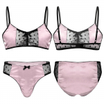 Meeste satiinist pesu &uuml;likond Sissy &ouml;&ouml;riided, l&auml;bipaistvast v&otilde;rgust lapiga rinnahoidja topid p&uuml;kstega Stringid alusp&uuml;ksid XXL roosa