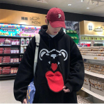 Naiste dressipluus, suur kapuutsiga s&uuml;gis ja talv, paksendamisega armsa karu &uuml;laosaga soe mugav jakk L valge