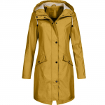 Naiste Solid Rain Outdoor Plus Size kapuutsiga vihmamantel Tuulekindel pikk jakk M kollane