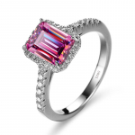 Bague Ringen 925 Sterling H&otilde;bedast Smaragd L&otilde;igatud Moissaniidist v&auml;&auml;riskividest Pulmakihluse Teemantidega S&otilde;rmus Naistele Peened Ehted Kingitused 17.3mm roosa