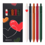 5 tk Love Geelpliiatsite komplekt Alpha Heart Retro v&auml;rviline tint 0,5 mm kuuliotsaga kontorikooli kirjutamiseks
