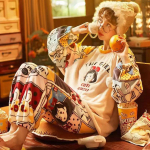 S&uuml;gis- ja talvine naiste flanell, armas ja armas tr&uuml;kitud pidžaamakost&uuml;&uuml;m korallifliisist vaba v&auml;lisriietega pidžaamapidu XXXL