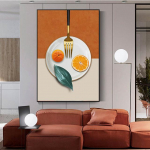 t&auml;ispuidust raam Abstraktne veiniklaas oranž kahvlitaldrik vibu restoran lauan&otilde;ud l&otilde;uendimaal elutoa restorani kaunistamiseks 15*20cm(with frame)