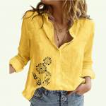 Naiste rev&auml;&auml;rikaelus, moodne kardigans&auml;rk kevad- ja s&uuml;gispuuvillane linane top vabaajaprinteriga pluusid S valge