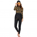 Moslemi ujumisriided, naiste tagasihoidlik lapiline hijab, pikkade varrukatega sportlik ujumistrikoo Islami burkiinid, kandma ujumiskost&uuml;&uuml;mi M kollane