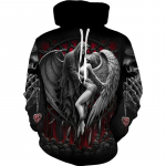 Moodne 3D k&otilde;ikjal tr&uuml;kitud must kapuuts/jakk Unisex gooti t&otilde;mblukuga dressipluus Meeste pullover t&auml;navar&otilde;ivad 6XL
