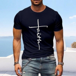 Meeste T-s&auml;rk Tee graafiline s&auml;rk vabaaja stiil klassikalises stiilis lahe s&auml;rk Graafilised prindid Cross Faith Crew Neck Hot Stamping Street Vacation XXL