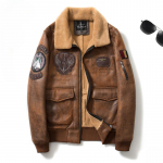 Meeste r&otilde;ivad pluss suuruses Mootorrattar&otilde;ivad Karusnahast Integreeritud Ameerika Retro rev&auml;&auml;rid Fliisvoodriga lennu&uuml;likond, nahkmantel 5XL