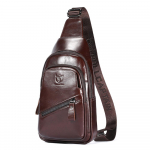 Ehtsast nahast tropikott Meeste Retro &otilde;lakott Mitme taskuga rinnakott USB-laadimispordiga must