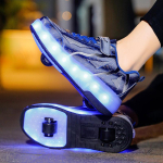 TUINANLE Laste Led KingadUSB Laadimine Helendavad tossud Led Light Rattad Rulluisud Lastejalatsid Sport 33 sinine