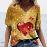 Naiste T-s&auml;rk, suvine V kaelus, mood l&uuml;hikeste varrukatega topid T&uuml;drukute riided T-s&auml;rgid Harajuku riided pidulik vabaaja pluus M