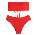 2 tk/komplekt Stiilsed naiste ujumisriided Push Up Pure Colors Rannar&otilde;ivad Tube, K&otilde;rge v&ouml;&ouml;kohaga alusp&uuml;ksid, bikiinid puhkuseks S kollane