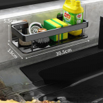 Vannitoa riiul ilma puurita hoiustamisseade alumiiniumsulamist &scaron;ampooni hoiustamisrest Vannitoa tarvikud Seinariiul k&ouml;&ouml;gi-WC jaoks must