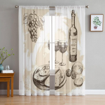 Veini ja juustu l&auml;bipaistvad kardinad magamistuppa Elutoa t&uuml;llkardinad k&ouml;&ouml;giakna jaoks Voile kardinad 135W x 114H(cm)