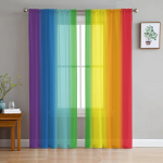 Vikerkaare triibud l&auml;bipaistvad kardinad elutuppa magamistuba kodukaunistuseks k&ouml;&ouml;k t&uuml;ll Windowsi jaoks Voile kardinad 135W x 114H(cm)