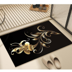 Must ja kuldne lilleline pehme k&ouml;&ouml;givaip V&auml;simusvastane k&ouml;&ouml;givaip Veekindel libisemisvastane vaibakomplekt Jooksuvaip Voodivaip Imav vaip k&ouml;&ouml;ki 40*60cm