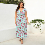 Vintage V-kaelusega kleit varrukateta k&otilde;rge v&ouml;&ouml;kohaga kleit naistele Suvine tr&uuml;kitud kleit Suures suuruses Seotav Kleit Avar vaba vabaaja kleit Suurem&otilde;&otilde;tmeline kleit XL