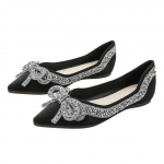 Moodsad rhinestone'i &uuml;hekordsed kingad naistele suvised suure terava ninaga ja lameda tallaga Bowknot naiste kingad 34 beež