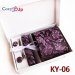 Cozy Up 5-osaline komplekt Paisley meeste lips, sealhulgas lips, kandiline sall, manseti lipsu klambriga kinkekarp