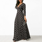 Naiste mood Elegantne t&auml;piline 3/4 varrukatega Maxi &otilde;htune pidu rannapuhkuse p&auml;ikesekleit S must