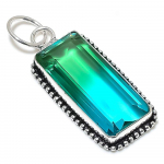Natural Bi-Color Tourmaline Handmade 925 Sterling Silver Pendant 2.29 s4q84