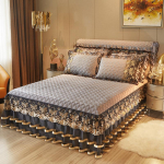 Crystal Velvet pitsist voodi seelik paksendatud soe tepitud voodikate madrats kaitsekate 1,5 M1,8 M 2,0 180*200cm 3pcs