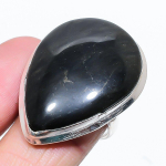 Natural Sunsheen Obsidian Gemstone 925 Sterling Silver Gift Ring Size 8 w8r37