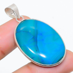 Natural Blue Druzy Gemstone Handmade 925 Sterling Silver Pendant 1.77 k7g64