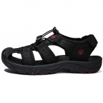 Meeste v&auml;limise pealiskihist nahast suure varbaga sandaalid Suvised vabaaja meeste moodsad v&auml;listingimustes kasutatavad libisemiskindlad rannasandaalid 38 must