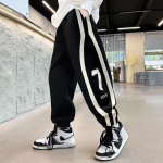 Laste sada vabaaja p&uuml;ksid, lahtised sirge s&auml;&auml;rega n&ouml;&ouml;riga p&uuml;ksid poiste dressip&uuml;ksid 150 must