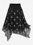 Rosegal Plus Size Halloween Skull Cross tr&uuml;kitud v&otilde;rgust pitsiga kihiline seelik XL must