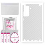 apgo Protective Skin Sticker for the back+sides compatible with Samsung Galaxy S21 FE 5G, Full Wrap Film, Foil, Vinyl - Pattern Transparent Carbon