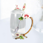 Emailiga teetass Klaasist teetass Veepiimakruus kaanega Lusikas naissoost &otilde;petajanaisele 13cmx6.7cmx9cm