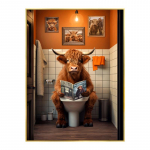 Naljakas m&auml;gismaa lehm &scaron;impans koer plakat tualett vannitoa sisustus Loomade lugemine ajalehtede l&otilde;uend maalimine seina kunst Pildid Avaleht 40x50cm No Framed