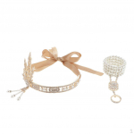 20' Band, Rhinestone Beaded Headband, Vintage Women's Retro Headdress Costume , Gold, as